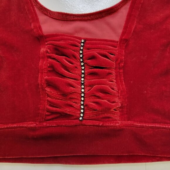 Red Velvet Crop Top Short Sleeve for Petite Women, Teens - XS/S - Picture 2 of 10